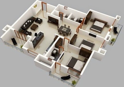 rumah minimalis 1 lantai 3 kamar tidur